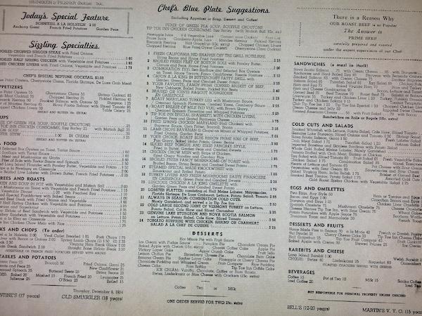 Tip Toe Inn Menu