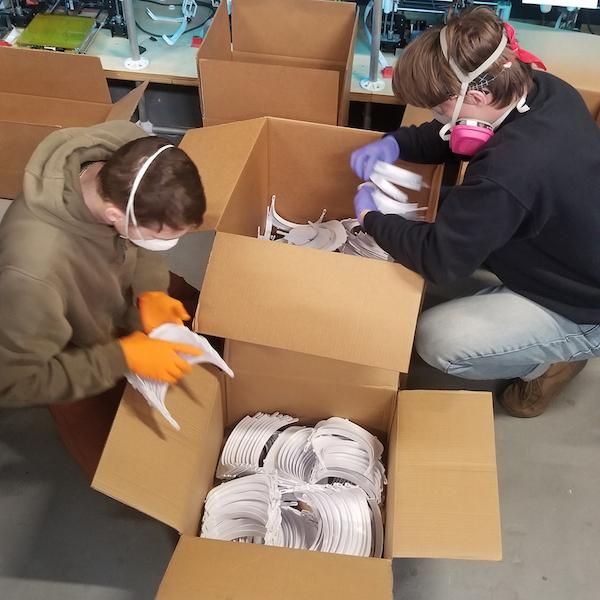 Volunteers Packing Face Masks