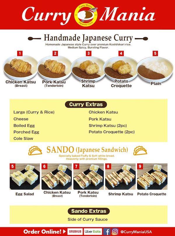 Curry Mania UWS Menu