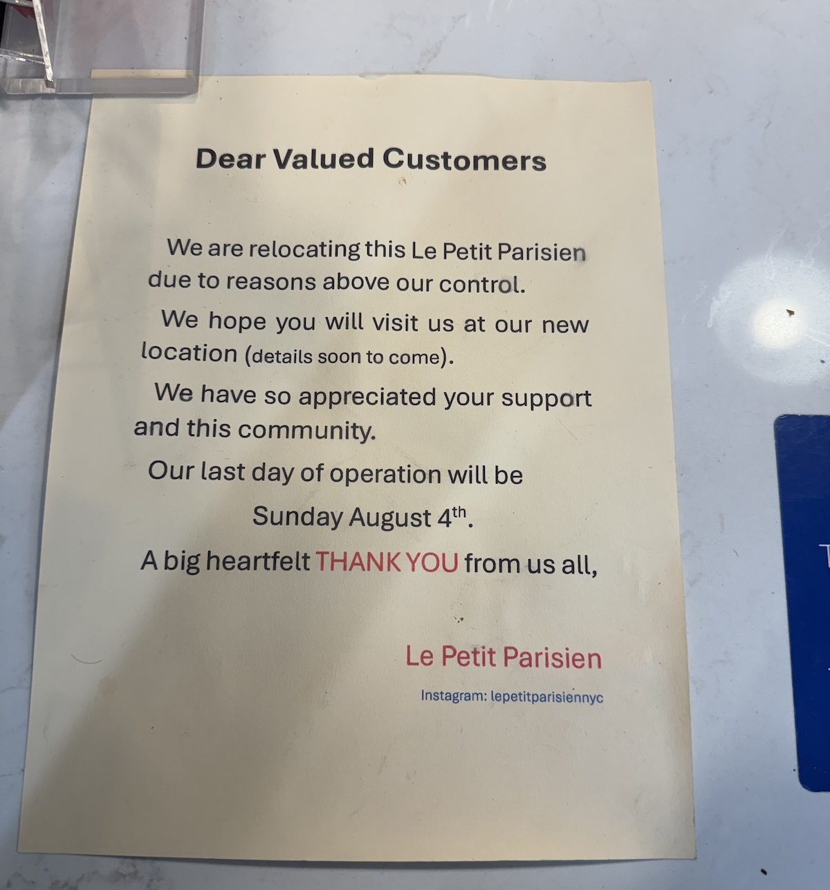 Le Petit Parisien closing