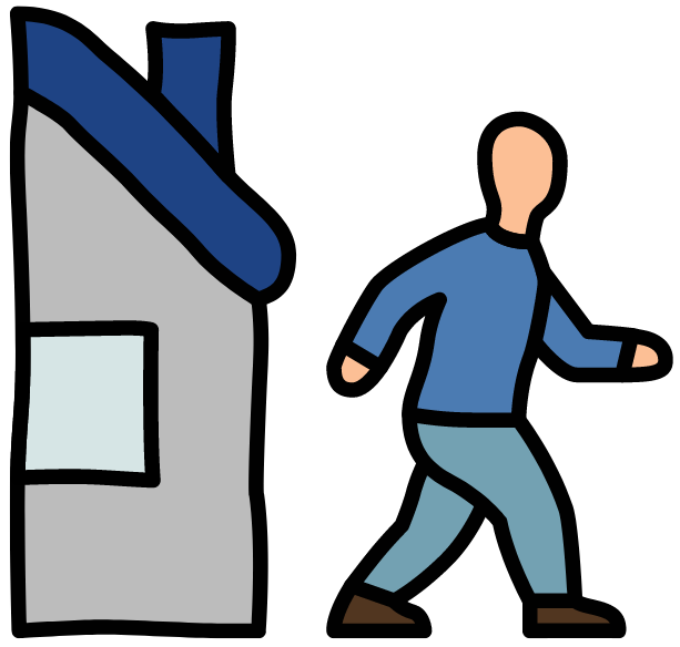 man leaving house