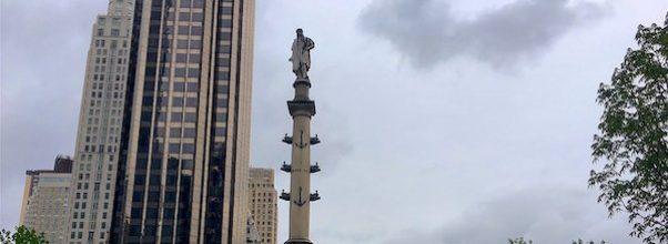 NYPD Officers Guard Columbus Circle Statue