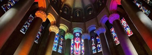 Cathedral of St. John the Divine Lights Up Columns for Pride Month